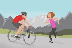 grafic illustration of biker and runner